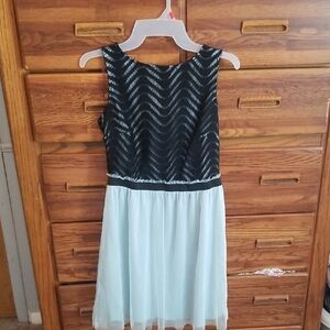 Speechless Black and Light Blue Textured Dress